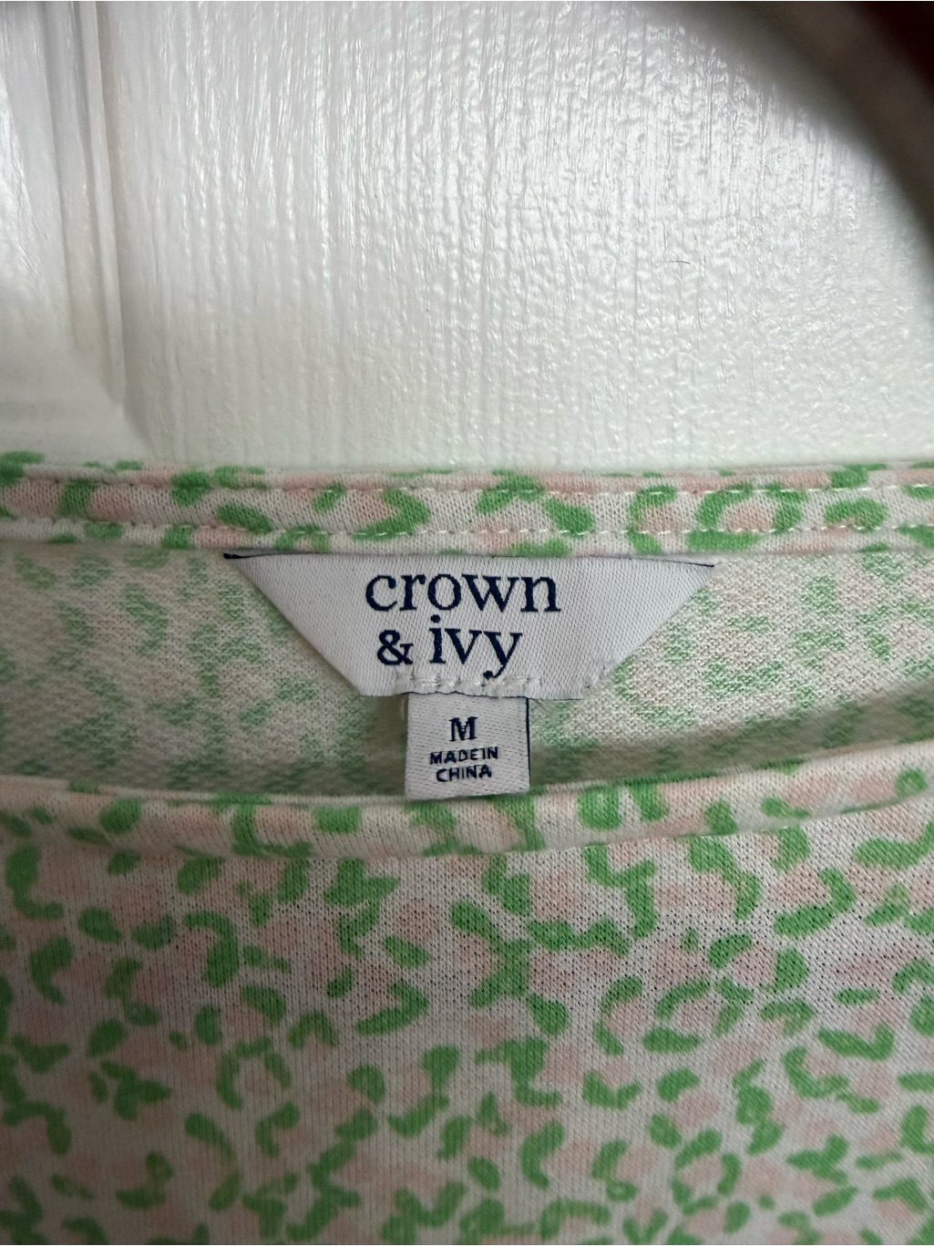 Crown Ivy Pink Tee With Green Spot Print Crown Ivy Pink Tee With Green Spot Print